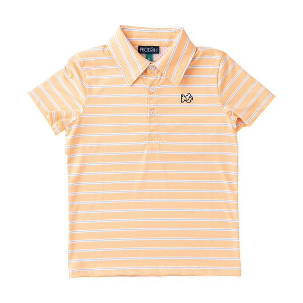 Short Sleeve Pro Performance Polo - Orange Chiffon Stripe