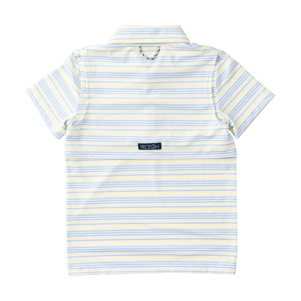 Short Sleeve Pro Performance Polo - Yellow Pear Windsurfer Stripe