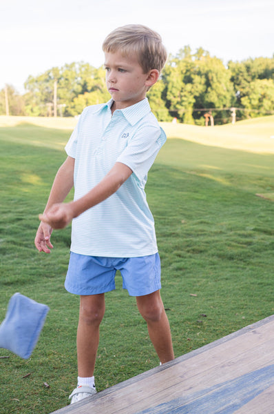 Short Sleeve Pro Performance Polo -  Aruba Blue Stripe