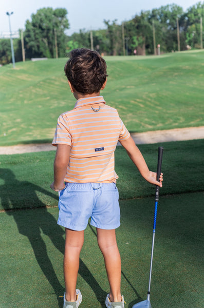 Short Sleeve Pro Performance Polo - Orange Chiffon Stripe