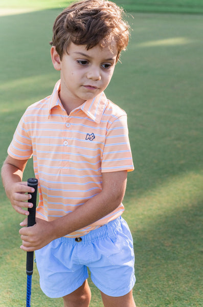 Short Sleeve Pro Performance Polo - Orange Chiffon Stripe