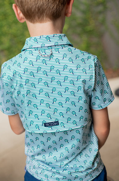 Short Sleeve Pro Performance Polo -  Marine Green Pickleball Print