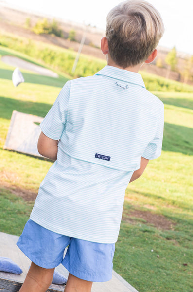 Short Sleeve Pro Performance Polo -  Aruba Blue Stripe
