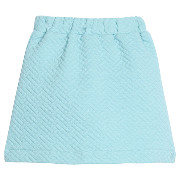 Quilted Mini Skirt - Aqua Quilted Trellis
