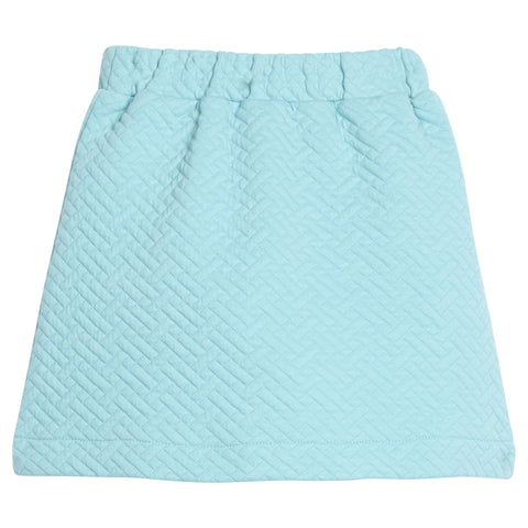 Quilted Mini Skirt - Aqua Quilted Trellis