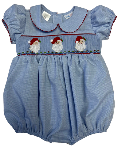 Rosie Smocked Bubble - Santa Claus