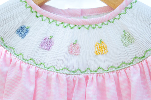 Rainbow Pumpkins Smocked Birdie Bubble