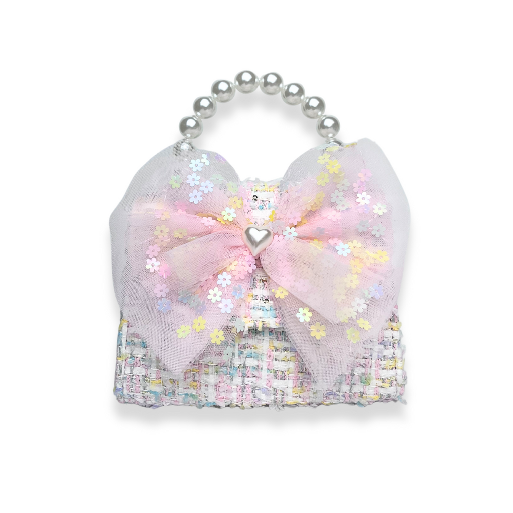 Mesh Bow Tweed Purse