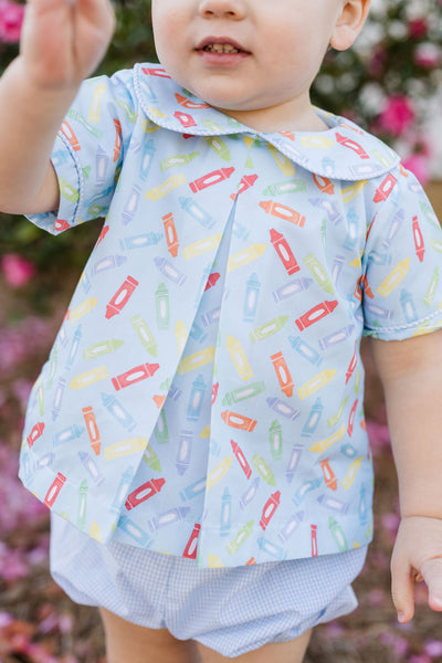 Rory Diaper Set, Blue Crayon