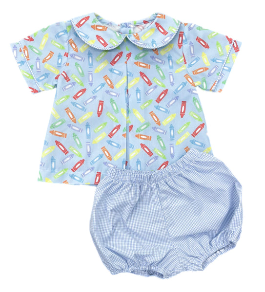 Rory Diaper Set, Blue Crayon