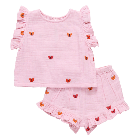 Roey 2 Piece Set - Butterfly Embroidery
