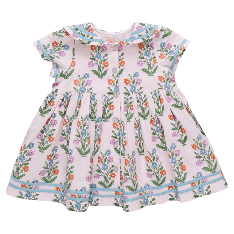 Elowen Dress - Pink Dewdrop Block Print