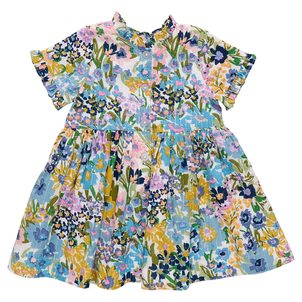 Autumn Dress - Blue Large Sketched Floral