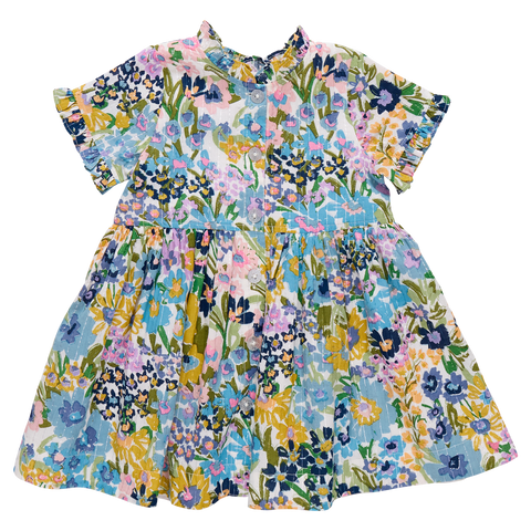 Autumn Dress - Blue Large Sketched Floral