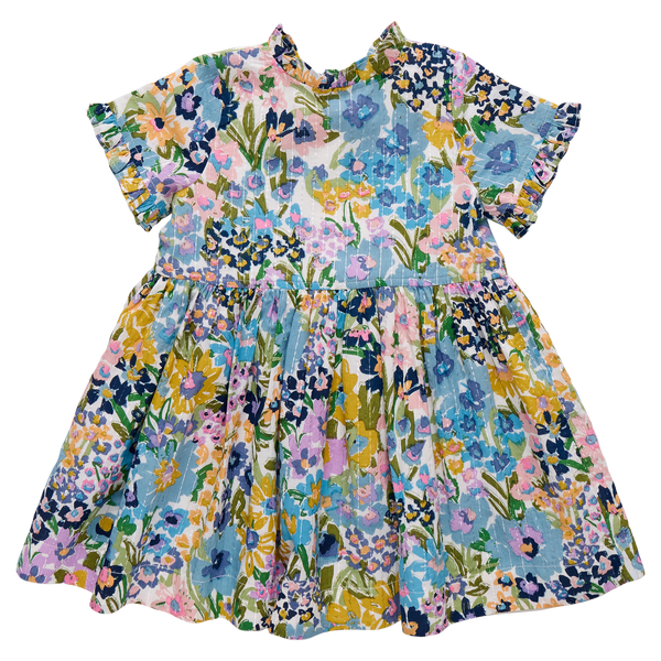 Autumn Dress - Blue Large Sketched Floral
