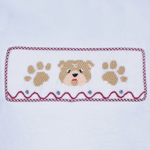 Smocked Boy Short Set - Maroon/White