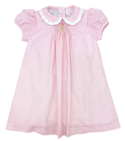 Sage Smocked Dress, Pink Gingham Gingerbread