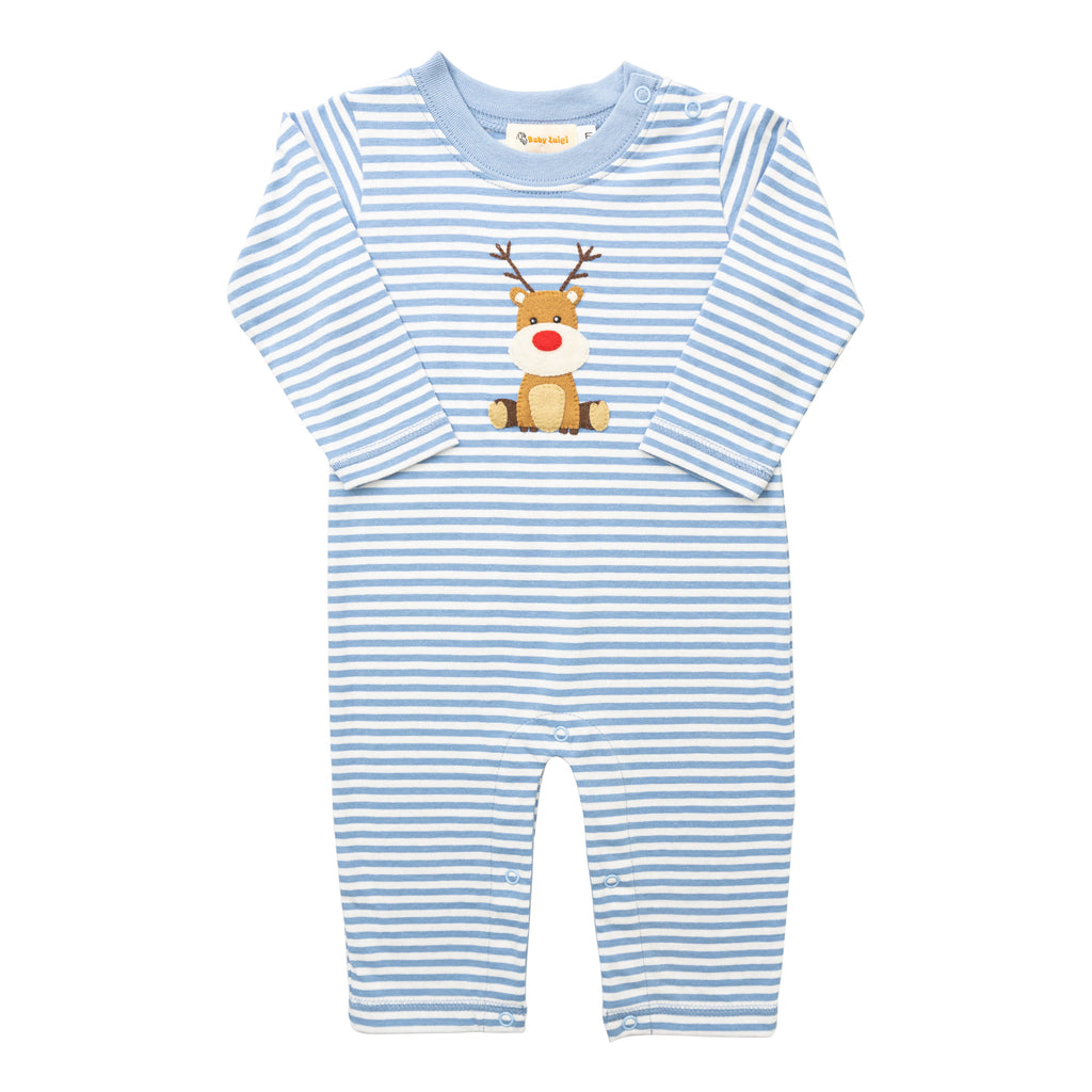 Sitting Rudolph Striped Romper