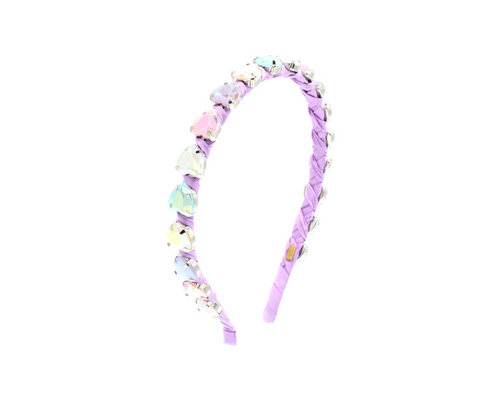 Thin Jeweled Heart Headband - purple