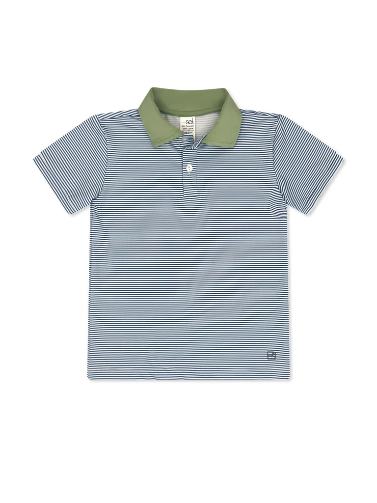 Parker Polo - Baton Rouge Blue Mini Stripe, Pistachio Green