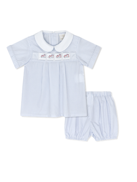 Noah Ribbon Bloomer Set - Blue Windowpane