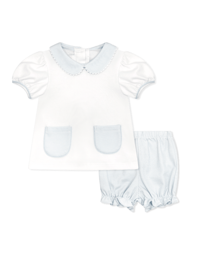 Blessings Bloomer Set - White with Louisville Blue Ministripe