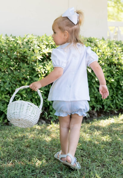 Blessings Bloomer Set - White with Louisville Blue Ministripe
