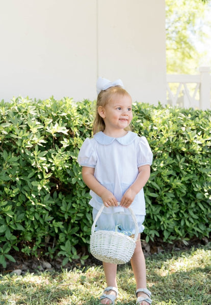 Blessings Bloomer Set - White with Louisville Blue Ministripe