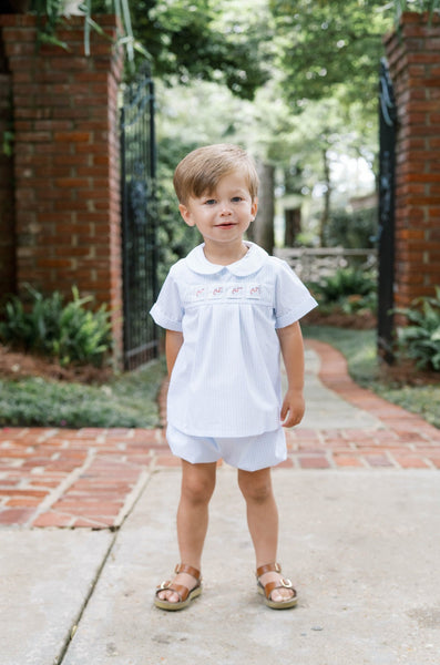 Noah Ribbon Bloomer Set - Blue Windowpane