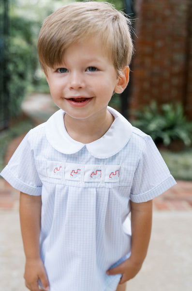 Noah Ribbon Bloomer Set - Blue Windowpane