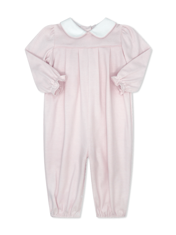 Leighann Romper LS - Pensacola Pink Ministripe