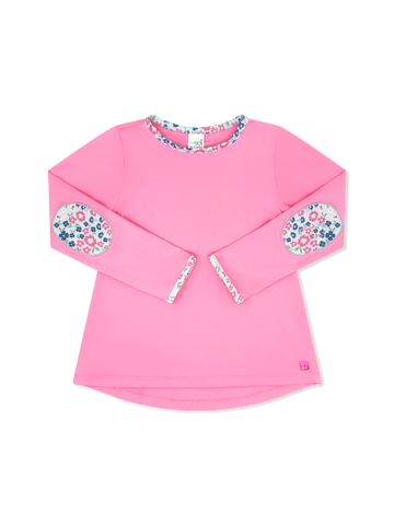 Kylie LS Tee - Flamingo Pink with Baton Rouge Blooms Patches