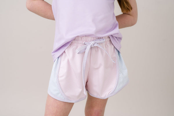 Elise Short - Cotton Candy Pink, Cotton Candy Blue, Petal Purple Ministripe