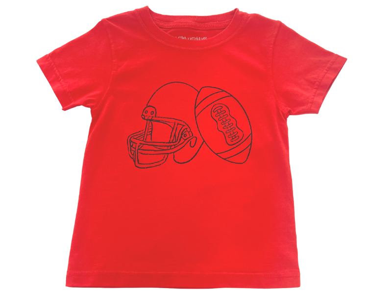 Red/Navy Football & Helmet T-Shirt