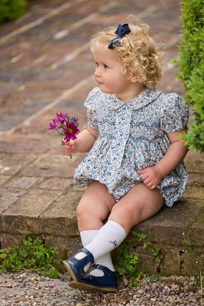 Smocked Bridget Bubble - Wisteria Floral