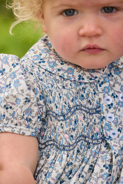 Smocked Bridget Bubble - Wisteria Floral