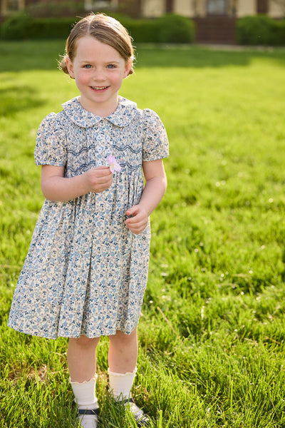 Smocked Bridget Dress - Wisteria Floral