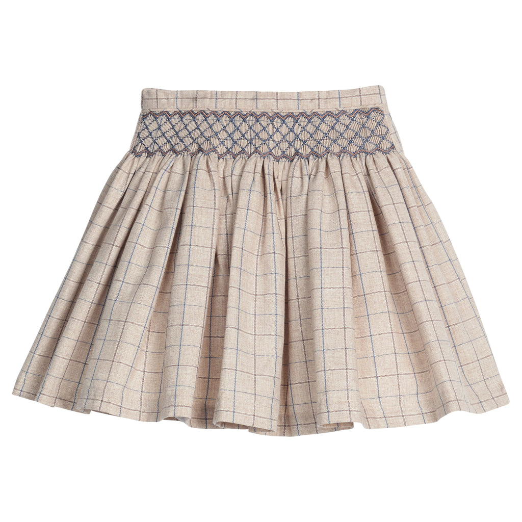 Smocked Molly Skirt - Durham Windowpane