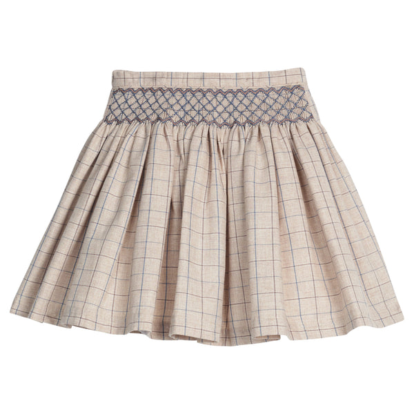 Smocked Molly Skirt - Durham Windowpane