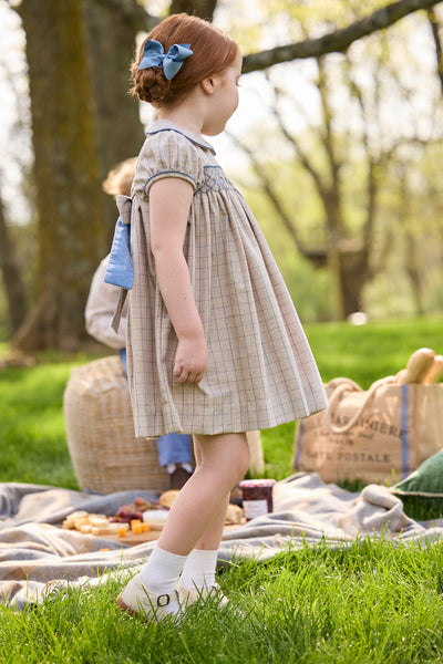 Smocked Natalie Dress - Durham Windowpane