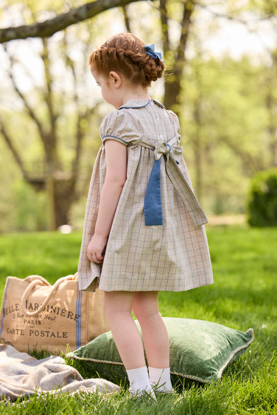 Smocked Natalie Dress - Durham Windowpane