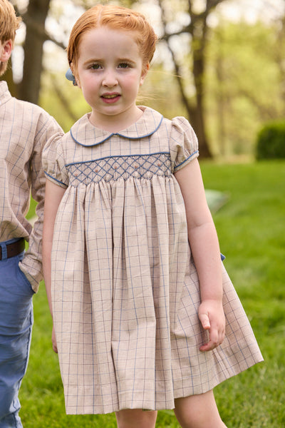 Smocked Natalie Dress - Durham Windowpane