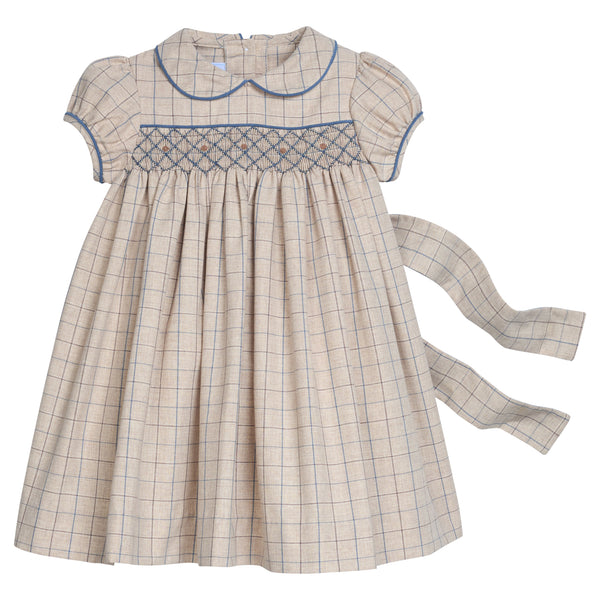 Smocked Natalie Dress - Durham Windowpane