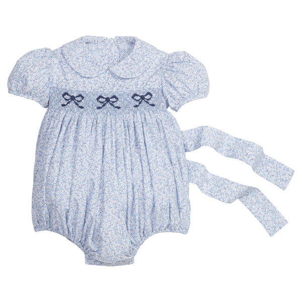 Smocked Peter Pan Bubble - Blue Vinings