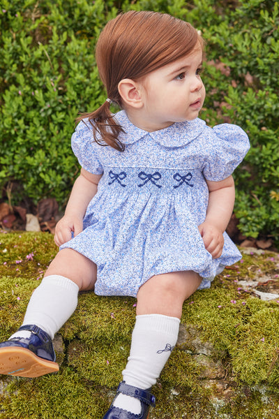 Smocked Peter Pan Bubble - Blue Vinings