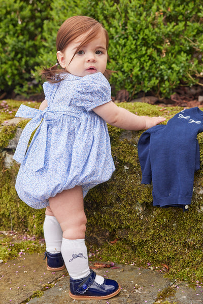 Smocked Peter Pan Bubble - Blue Vinings