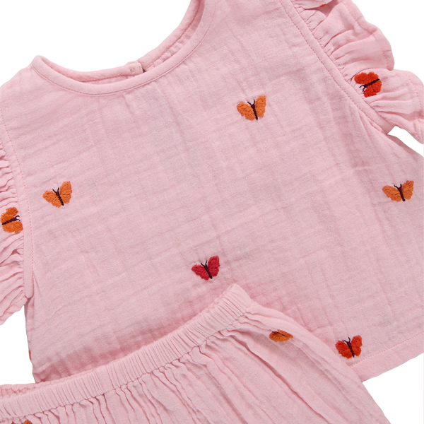 Roey 2 Piece Set - Butterfly Embroidery