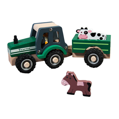 Wooden Tractor with Trailer