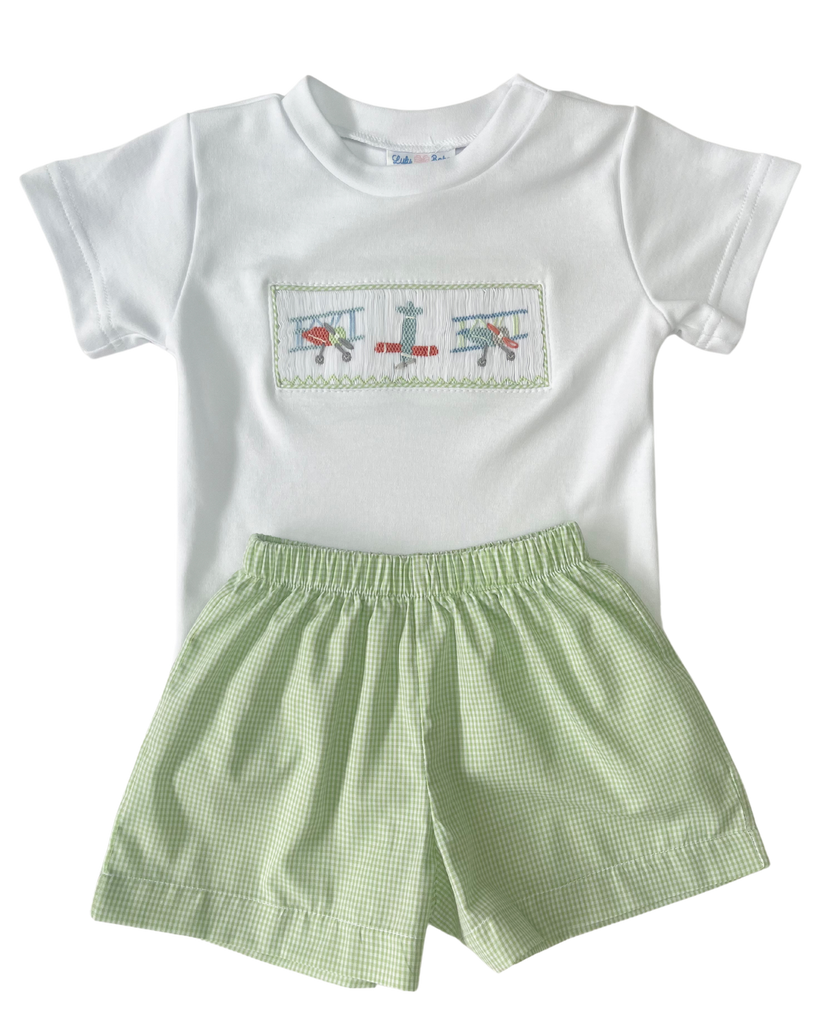 Airplane Smocked Short Set