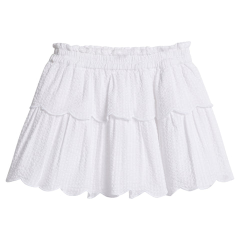 Two Tiered Skort - White Seersucker